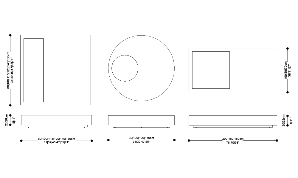 Image of the main dimensions of the product
